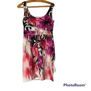 Womens Summer Party Pink Splatter Print Fitted Dress SZ 6